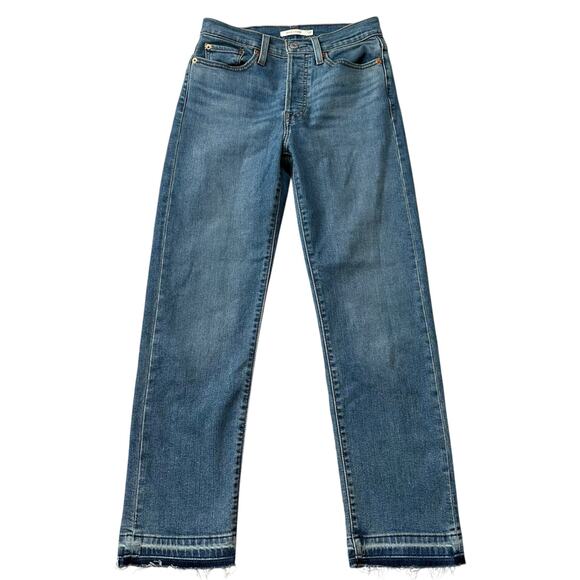 LEVIS Women's Wedgie Straight Frayed Edges Ankle Straight Jeans Size 27 Denim - Picture 5 of 13